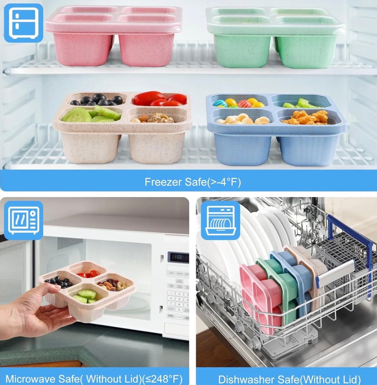 4-Pack Bento Box Lunch Container
